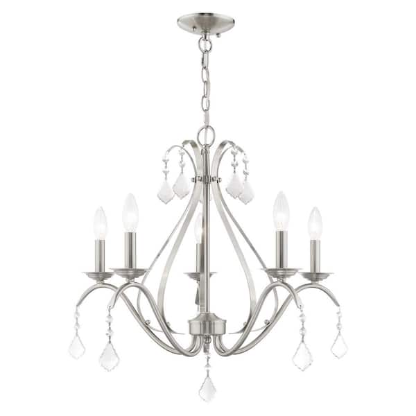 AVIANCE LIGHTING Ballenshire 5-Light Brushed Nickel Chandelier with Clear Crystals
