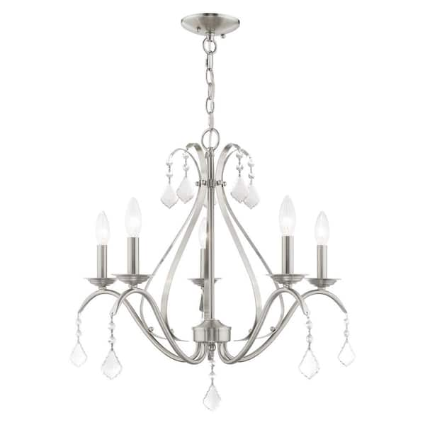 Livex Lighting Caterina 5 Light Brushed Nickel Chandelier 40845-91 ...