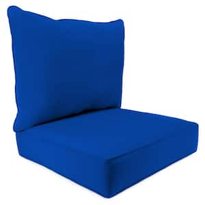 Sunbrella 24" x 24" Canvas Pacific Blue Solid Rectangular Outdoor Deep Seating Chair Seat and Back Cushion Set