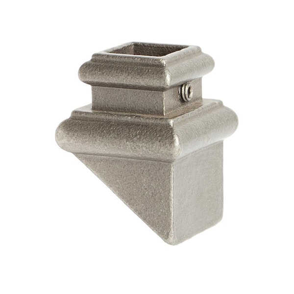 HOUSE OF FORGINGS Satin Clear 16.3.39 Angled Base Shoes for 5/8 in. Square 1.3 in. x 1 in. Iron Balusters for Stair Remodel