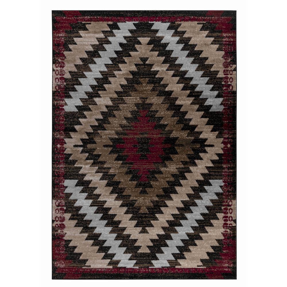 Rug Branch Sakarya Collection Brown Red 8 ft. x 11 ft. Modern Boho ...