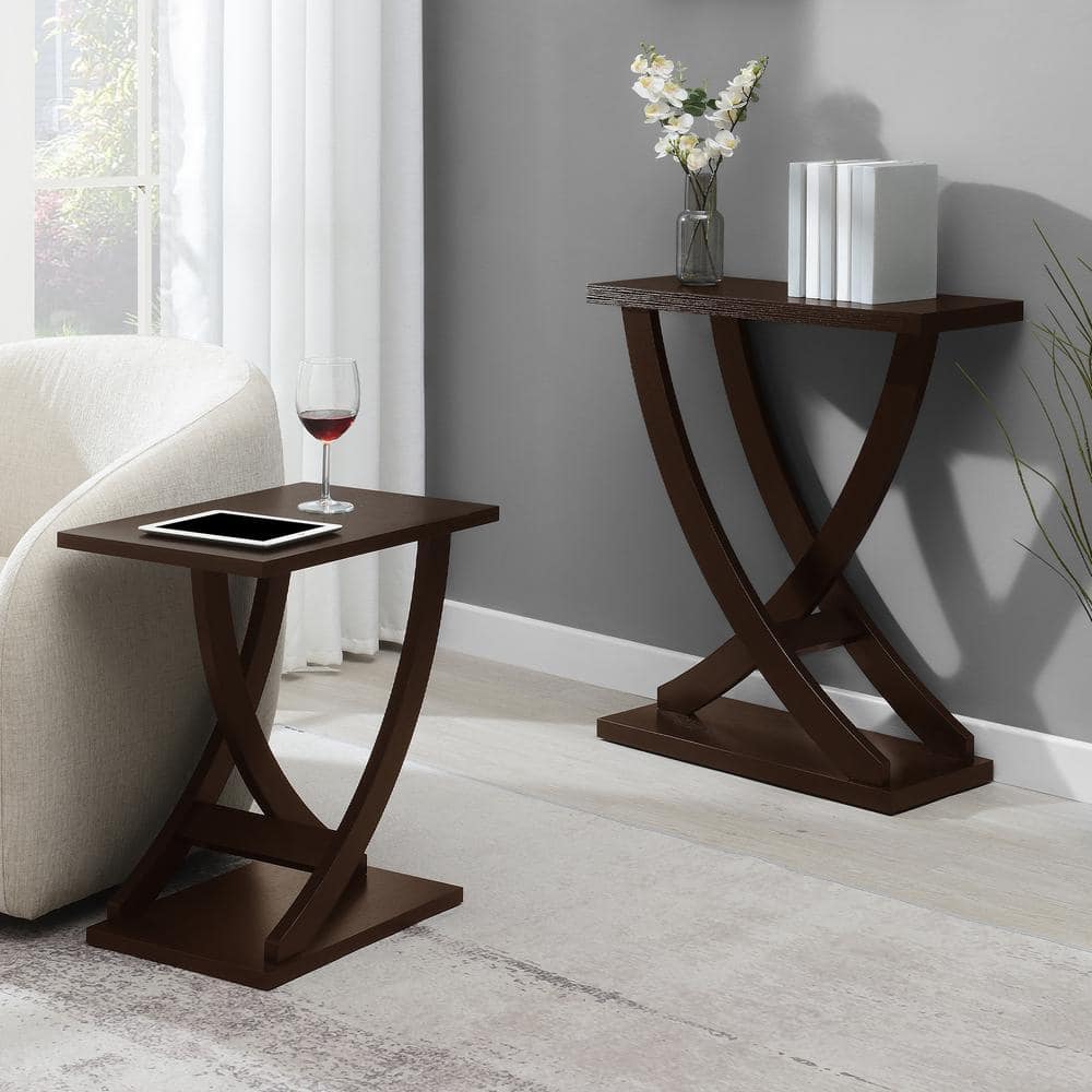 Espresso Woodgrain Contemporary Console Table with Storage