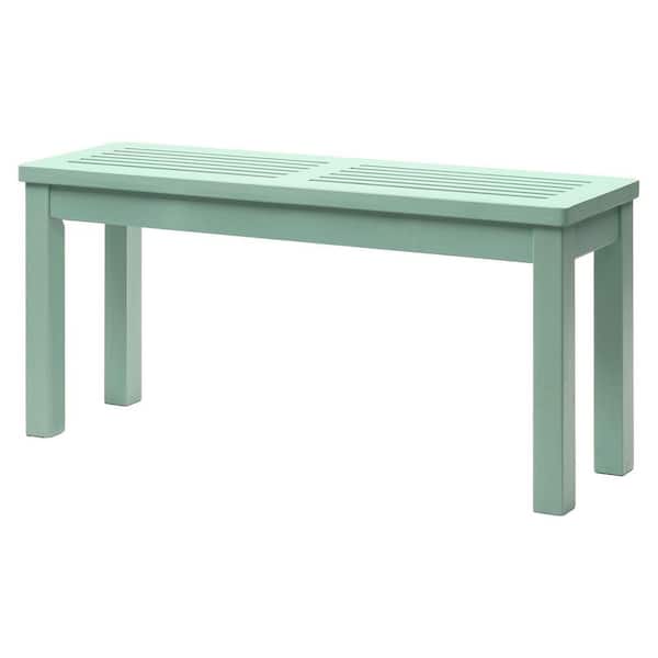 40 in. Green Solid Wood Backless Outdoor Ottoman Bench