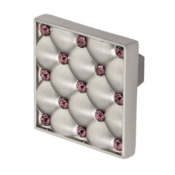 Wisdom Stone Coco 1-5/32 in. Satin Nickel with Purple Crystal Cabinet Knob