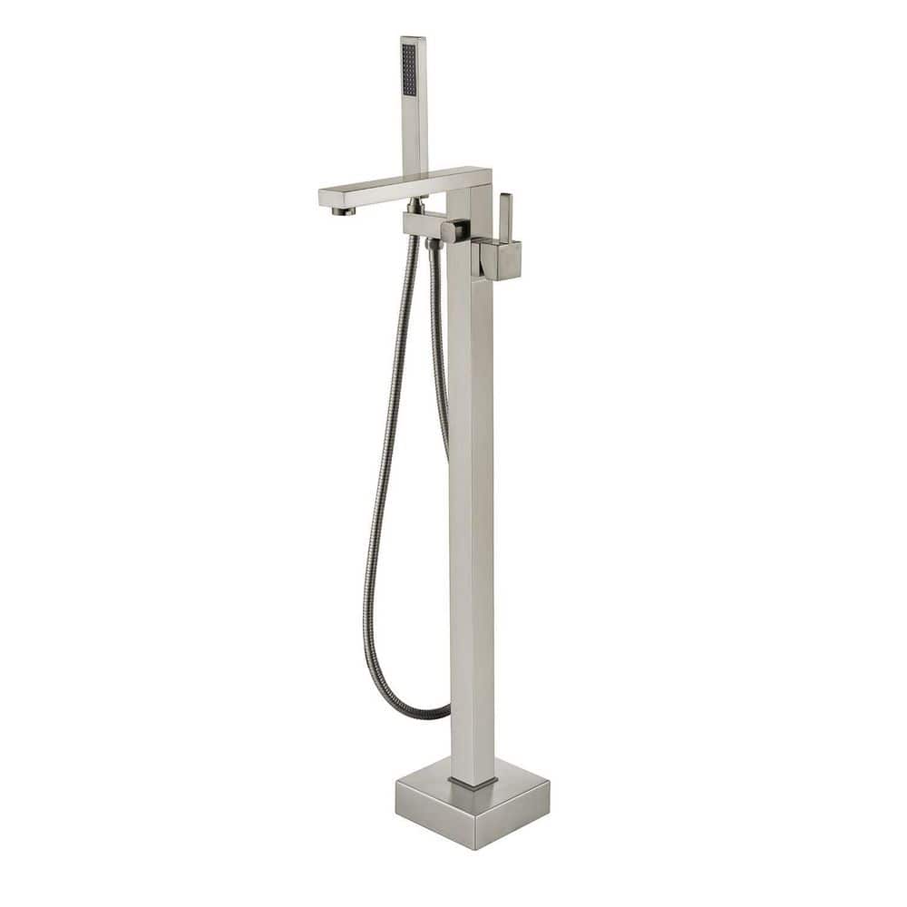 Single-Handle Floor Mounted Freestanding Tub Faucet with Handheld Shower in Brushed Nickel price history on PriceWatchPro