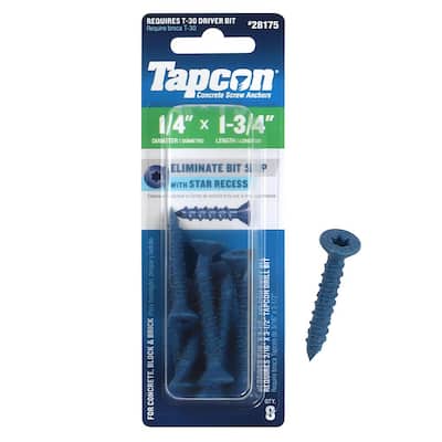 Tapcon 1/4 in. x 1-3/4 in. Star Flat-Head Concrete Anchors (8-Piece) 28175