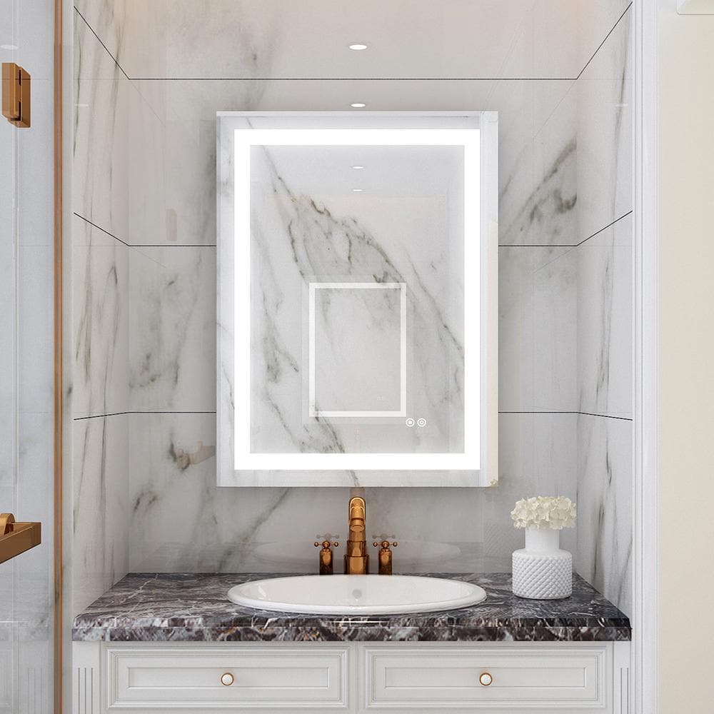 24 in. W x 32 in. H Rectangular Frameless Dimmer Anti-Fog Wall LED Bathroom Vanity Mirror in Silver price history on PriceWatchPro