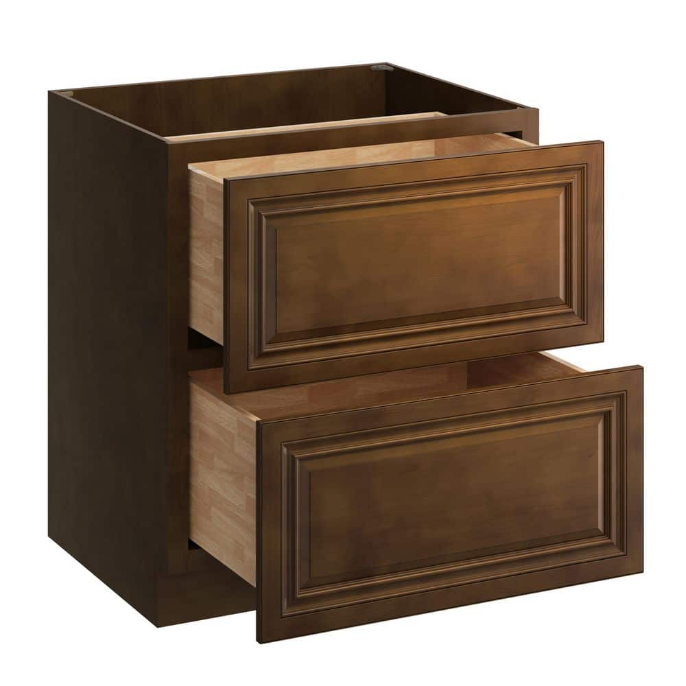 30 in. W x 24 in. D x 34.5 in. H Ready to Assemble Floor Base Kitchen Cabinet with 2 Drawers in Dark Caramel price history on PriceWatchPro