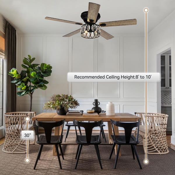 Breezary Jemore 52 in. Indoor Flush Mounted Black Crystal