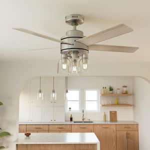 Lochemeade 52 in. Indoor Brushed Nickel Standard Ceiling Fan with LED and Remote Included