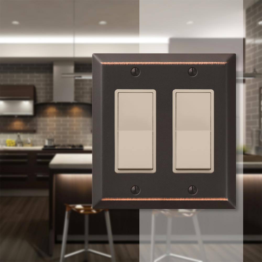 Aged Bronze Double Rocker Steel Wall Plate
