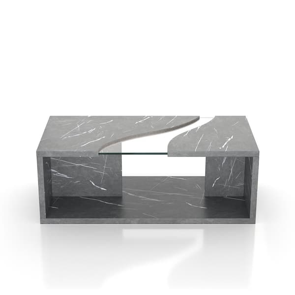 Stanley Grey Marble Coffee Table w/ Storage Made in Italy