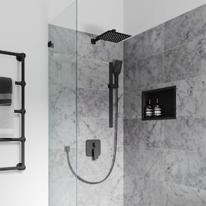 6-Spray Patterns with 1.8 GPM 10 in. Wall Mounted Dual Shower Heads with Slide Bar and Valve in Matte Black