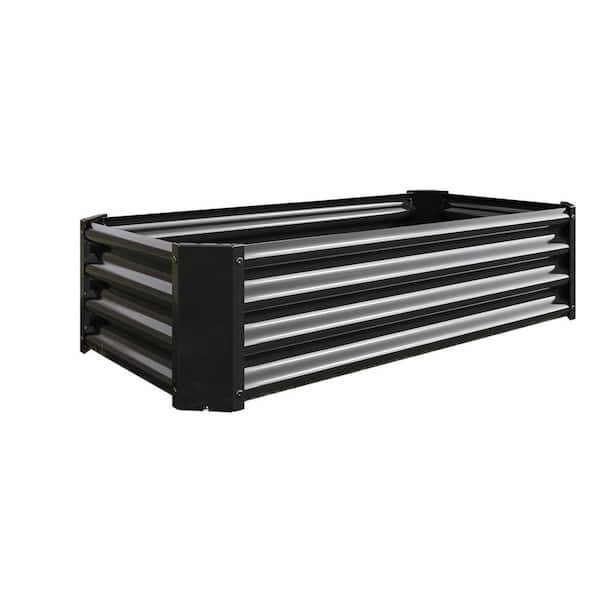 Cesicia 47.24 in. W Black Metal Rectangle Raised Garden Bed Planter