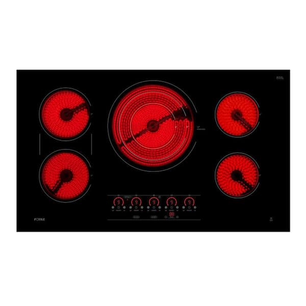 Instant Heat 36 in. 5 Burner Elements Electric Cooktop in Black, Including Quick Boil Burner and Ceramic Glass Surface