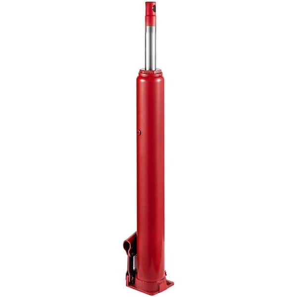 SKYSHALO Hydraulic Long Ram Jack, 4 Tons/8818 lbs. Capacity, with Single Piston Pump and Flat Base, Manual Cherry Picker, Red