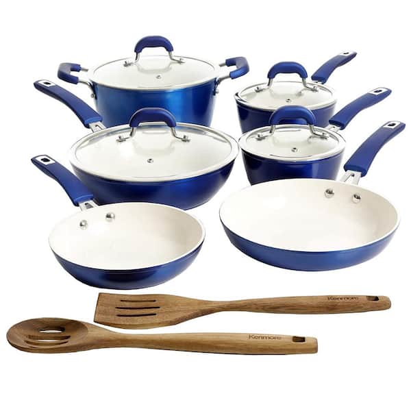 Kenmore Elite Andover 10pc Nonstick Aluminum Cookware Set - Blue - 9844617
