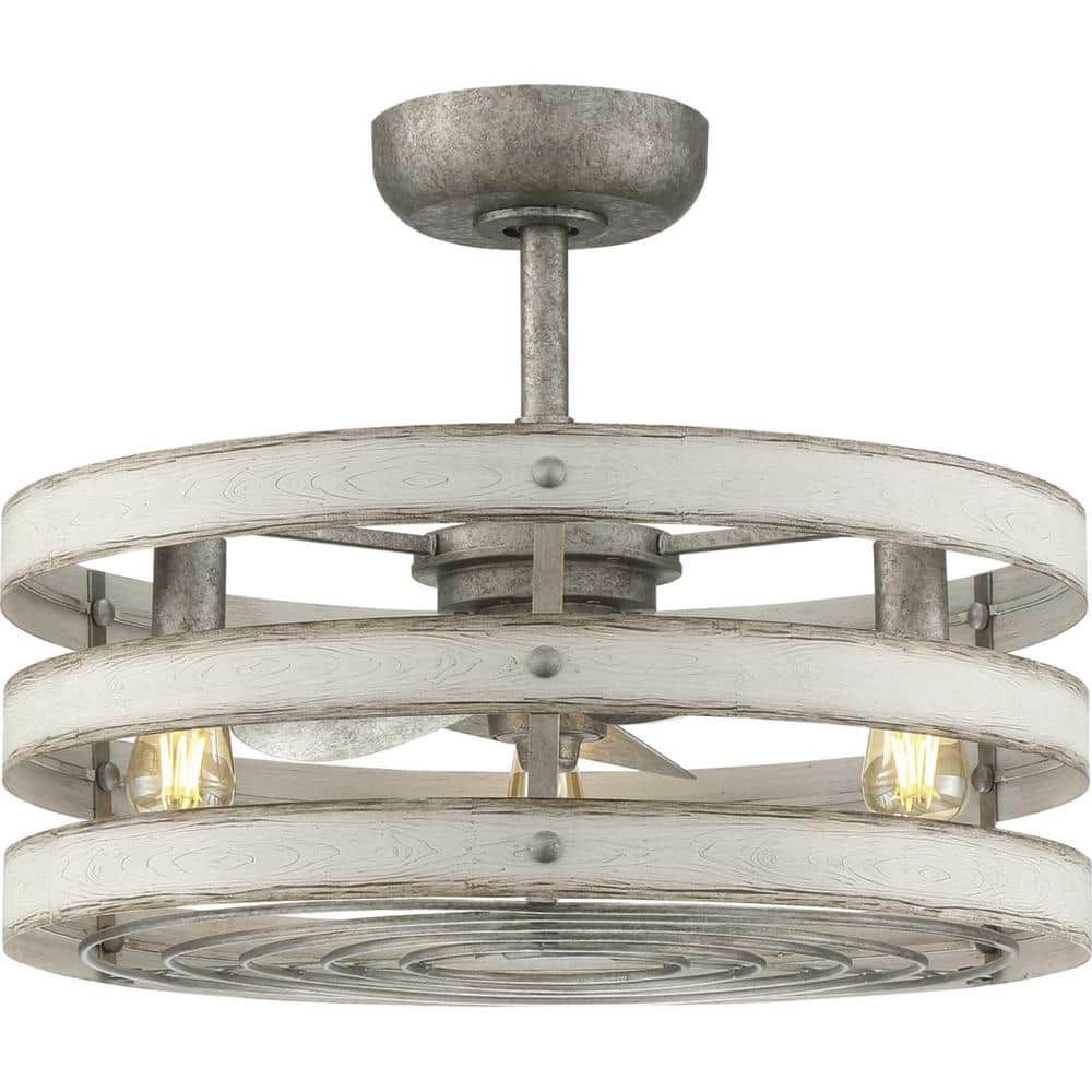 Gulliver Galvanized 24" Rustic Chandelier Ceiling Fan with Remote
