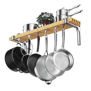 36 in. Wooden Wall Mounted Pot Rack