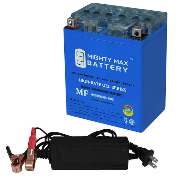MIGHTY MAX BATTERY YTX14AH GEL Replacement Battery for Arctic Cat 650 4x4 Automatic V2 04-06 + 12V 2Amp Charger