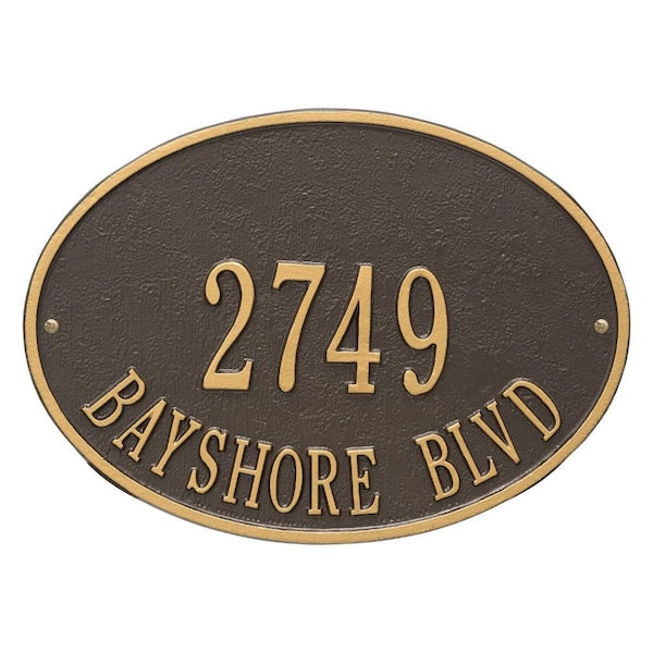Whitehall Products Hawthorne Standard Oval Bronze/Gold Wall 2-Line Address Plaque