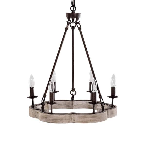 Warehouse of Tiffany Callie 19.6 in. 6-Light Black Indoor Chandelier with Light Kit