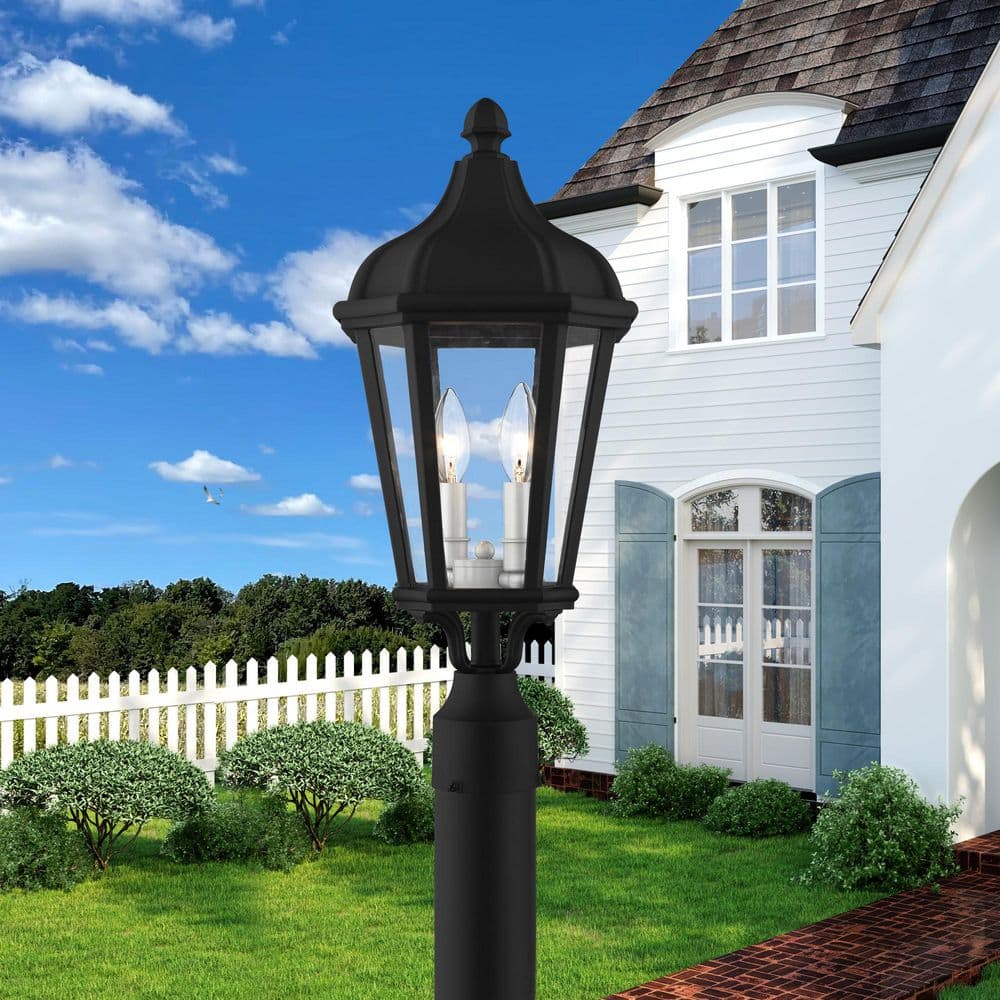 Harlington 2-Light Textured Black Cast Aluminum Hardwired Outdoor Waterproof Post Light price history on PriceWatchPro
