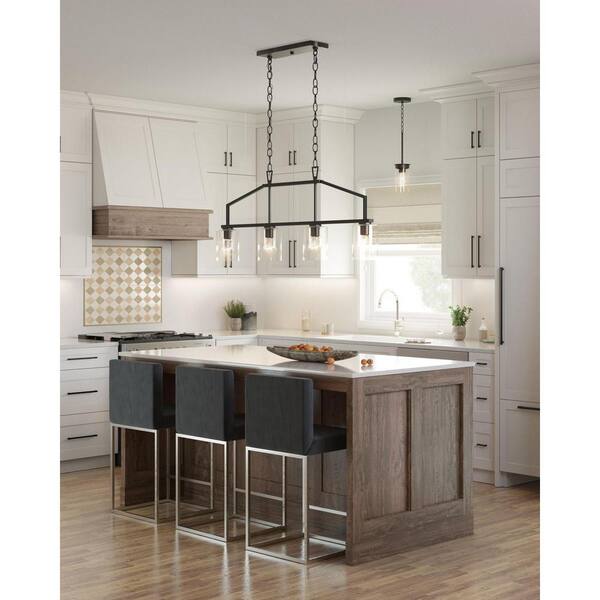 Progress Lighting Avec 4-Light Matte Black Modern/Contemporary Chandelier