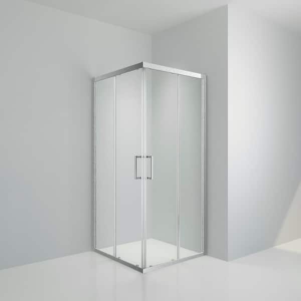 Dimakai 36 in. W x 76 in. H Sliding Framed Shower Door/Enclosure in Brushed Nickel with Handle