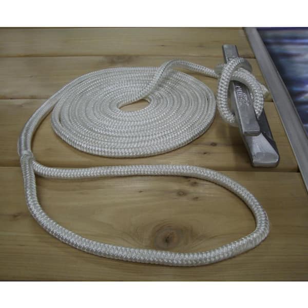 Multinautic 3/8 in. x 15 ft. Double Braided Pre-Spliced Dock Line, White  34900 - The Home Depot