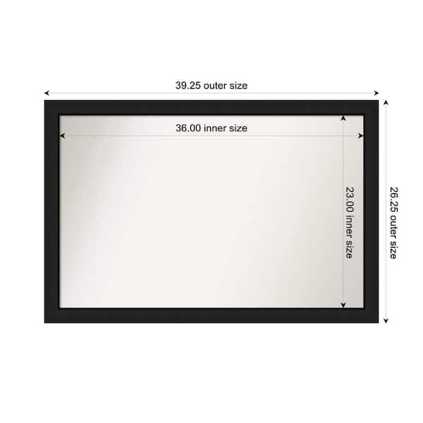 Amanti Art Midnight Black Narrow 39.25 in. x 26.25 in. Custom Non-Beveled Wood FramedBathroom Vanity Wall Mirror