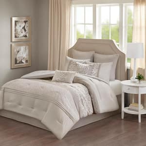 Lynda 8-Piece Neutral Polyester Queen Embroidered Comforter Set