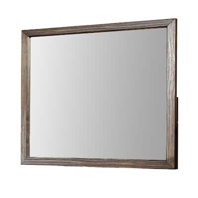 Ribeira 40.5 in. x 38 in. Modern Rectangle Shape Dark Walnut Finish Framed Decorative Mirror
