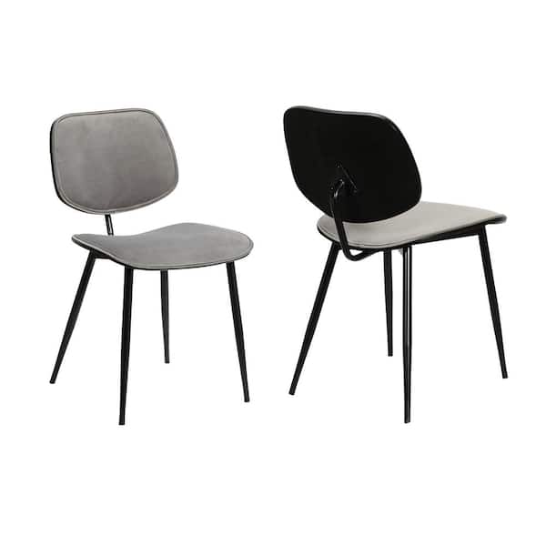 Armen Living Lizzy Grey Velvet Modern Dining Accent Chairs (Set of 2)