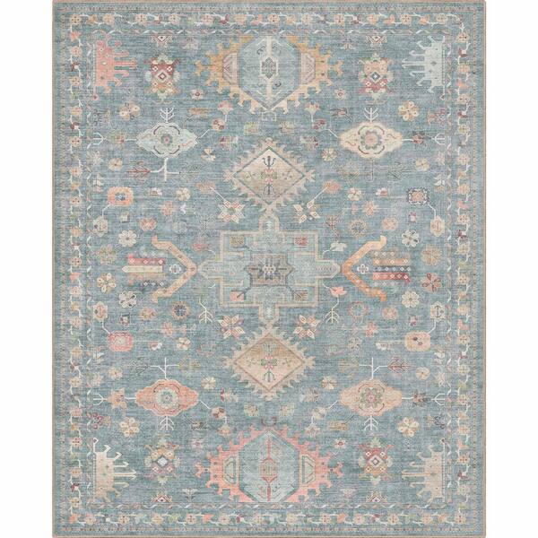 Apollo Serapi Delhi Traditional Floral Medallion, 9 ft. 10 in. x 13 ft. in., Blue Area Rug