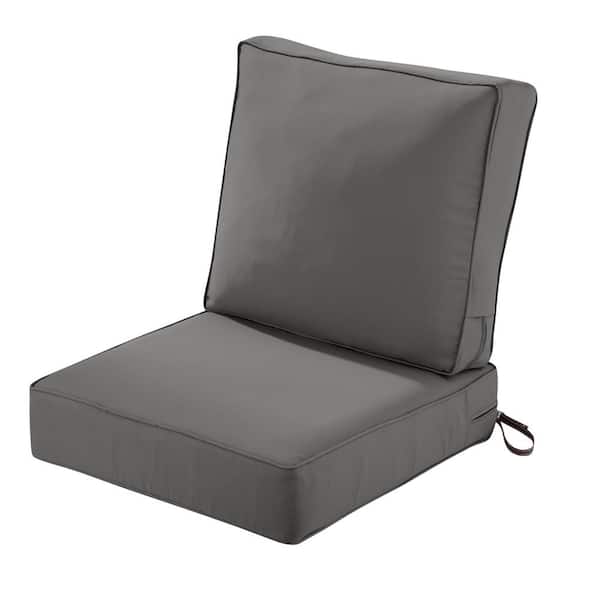 Classic Accessories 23 in. W x 23 in. D x 5 in. T (Seat) 23 in. W x 22 in. H x 4 in. T (Back) Outdoor Lounge Cushion Set in Light Charcoal