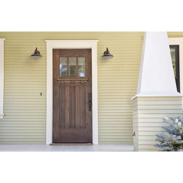 District Collection 1-Light Antique Bronze Farmhouse Outdoor Medium Wall Lantern Light