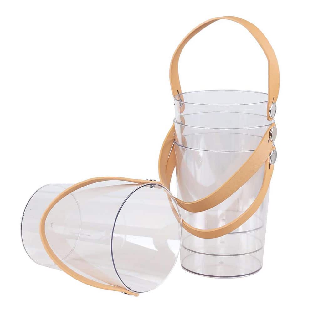 4-Pack 4.5-Liter Round Clear Acrylic Ice Bucket with Brown Leather Handle, Champagne and Beverage Tub price history on PriceWatchPro