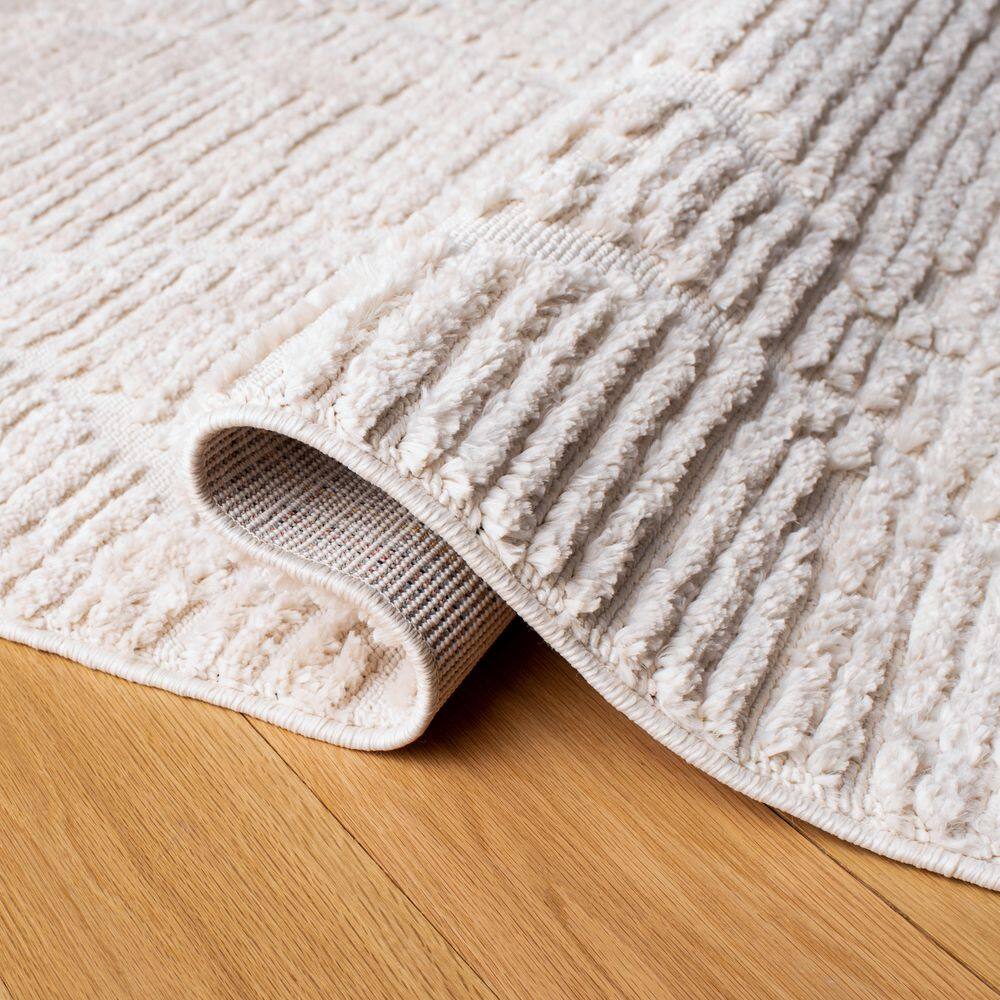 Beige Geometric Trellis Synthetic 9' x 12' Area Rug