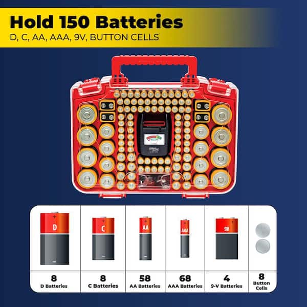 150 Battery Organizer and Storage Case with Tester