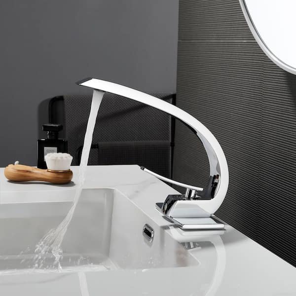 Single-Handle Single-Hole Bathroom Faucet Sink Faucet with Deck Plate and Pop-up Drain Included in Chrome