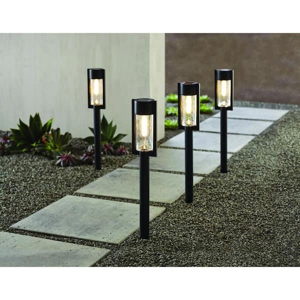 Hampton Bay Clermont 15 Lumen Black LED Weather Resistant Outdoor Solar Path Light with Glass Lens (4-Pack)
