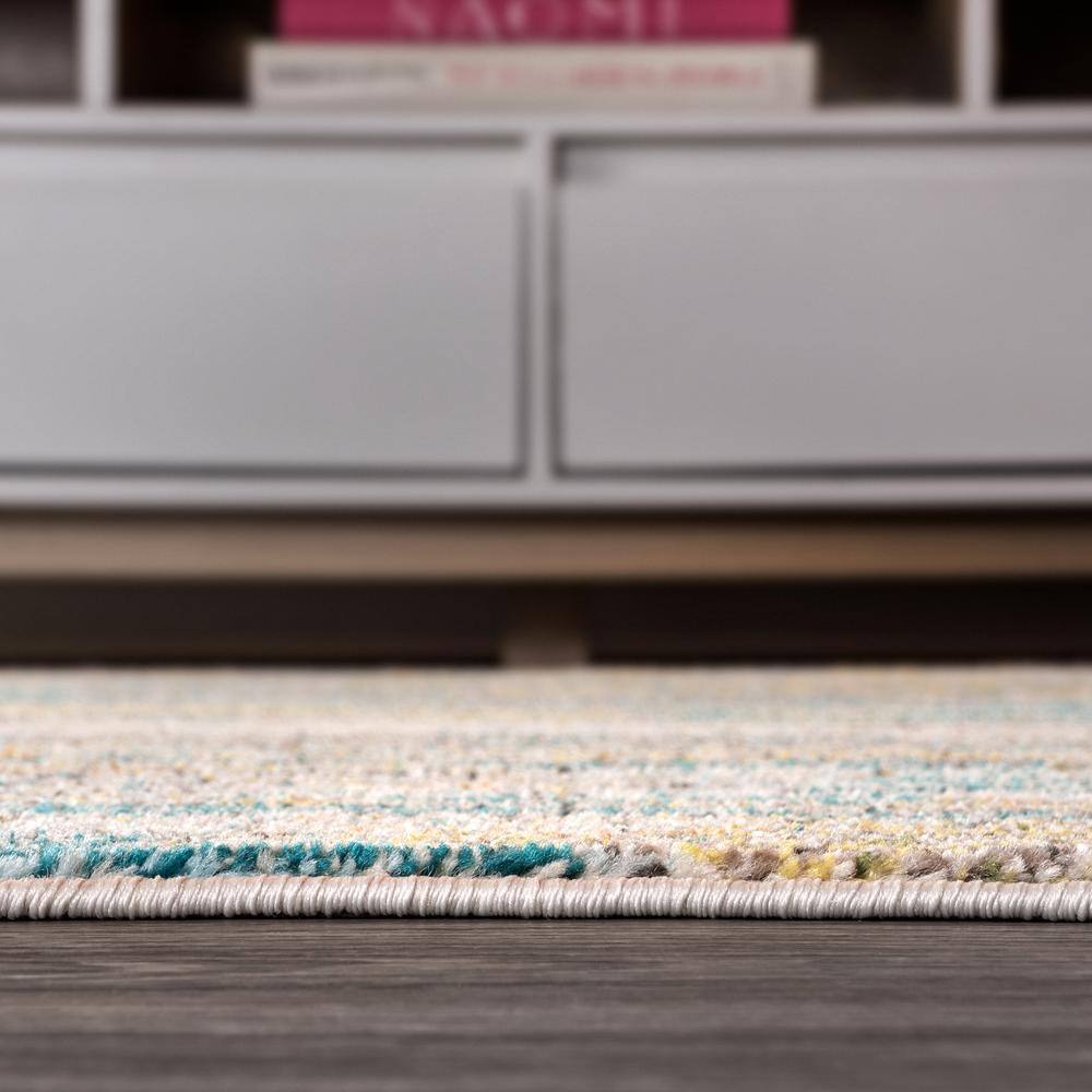 Contemporary Blue and Brown Abstract Rectangular Area Rug