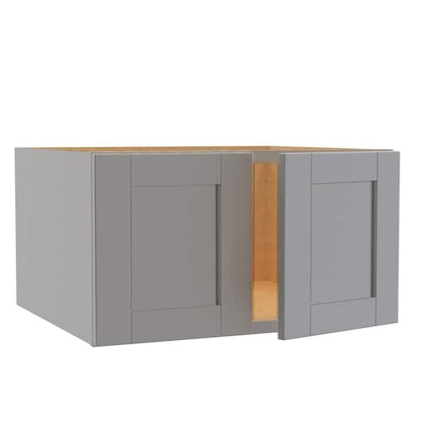Home Decorators Collection Washington Veiled Gray Plywood Shaker Assembled Wall Kitchen Cabinet Soft Close 27 W in. 24 D in. 15 in. H