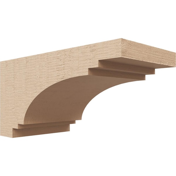 Ekena Millwork 4 in. x 4 in. x 8 in. Series 3 Wide Pescadero Rough Cedar Woodgrain Timberthane Polyurethane Corbel, Primed Tan