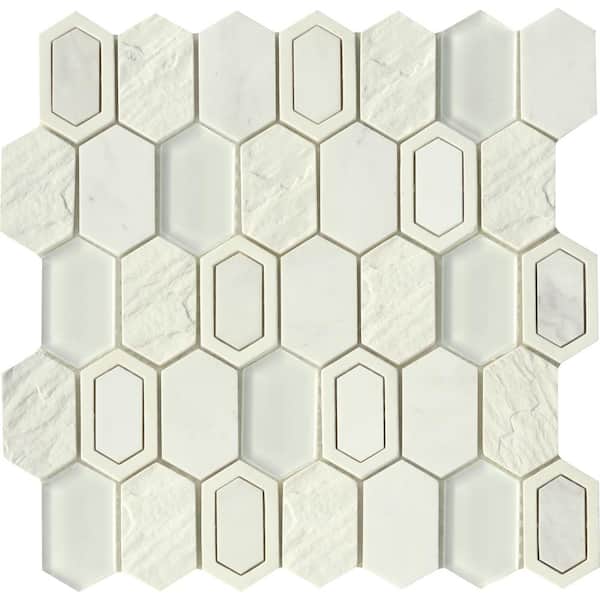 EMSER TILE Literati Irving 11.85 in. x 11.93 in. Honeycomb Glossy & Matte blend Cement Mosaic Tile ( 1.001 sq. ft./Each)