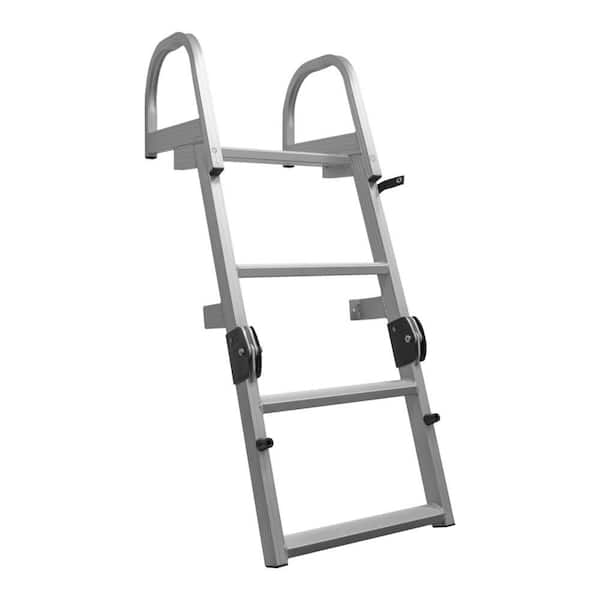 Deluxe Welded Aluminum Folding Dock and Pontoon Ladder-3-Step