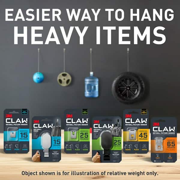 3M CLAW - 15 lbs. 25 lbs. 45 lbs. Drywall Picture Hanger with Spot Markers Variety Pack (Pack of 10-Hangers and 10-Markers)