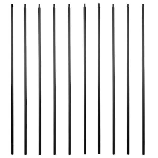 Wrought Iron Balusters Set of 10 Hollow Plain Bar Decorative Metal for Decks Spiral Stair Railing Satin Black