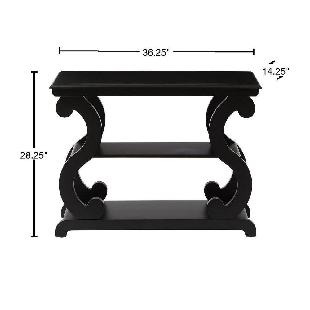 Ashland Brushed Black Wood and Metal Console Table with Storage